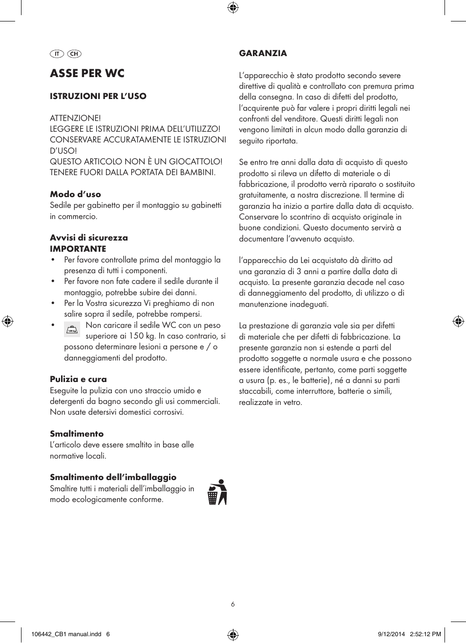 Asse per wc | Miomare Z31849A/ Z31849B User Manual | Page 6 / 7