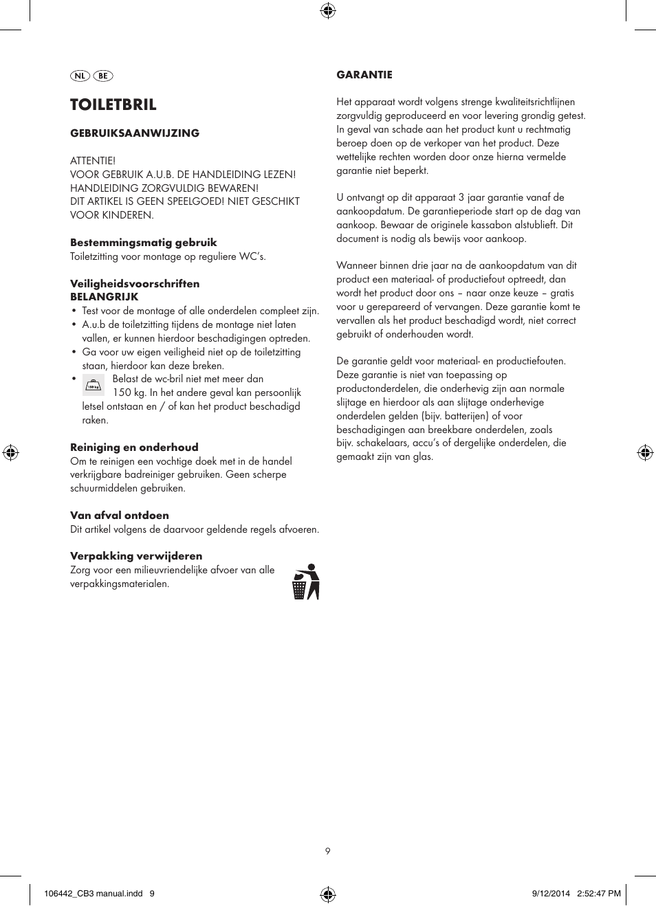 Toiletbril | Miomare Z31849A/ Z31849B User Manual | Page 9 / 11