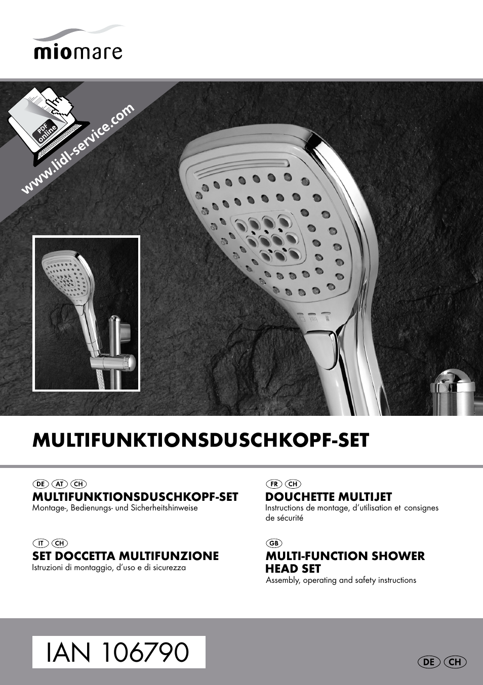 Miomare Multi-Function Shower Head Set User Manual | 17 pages