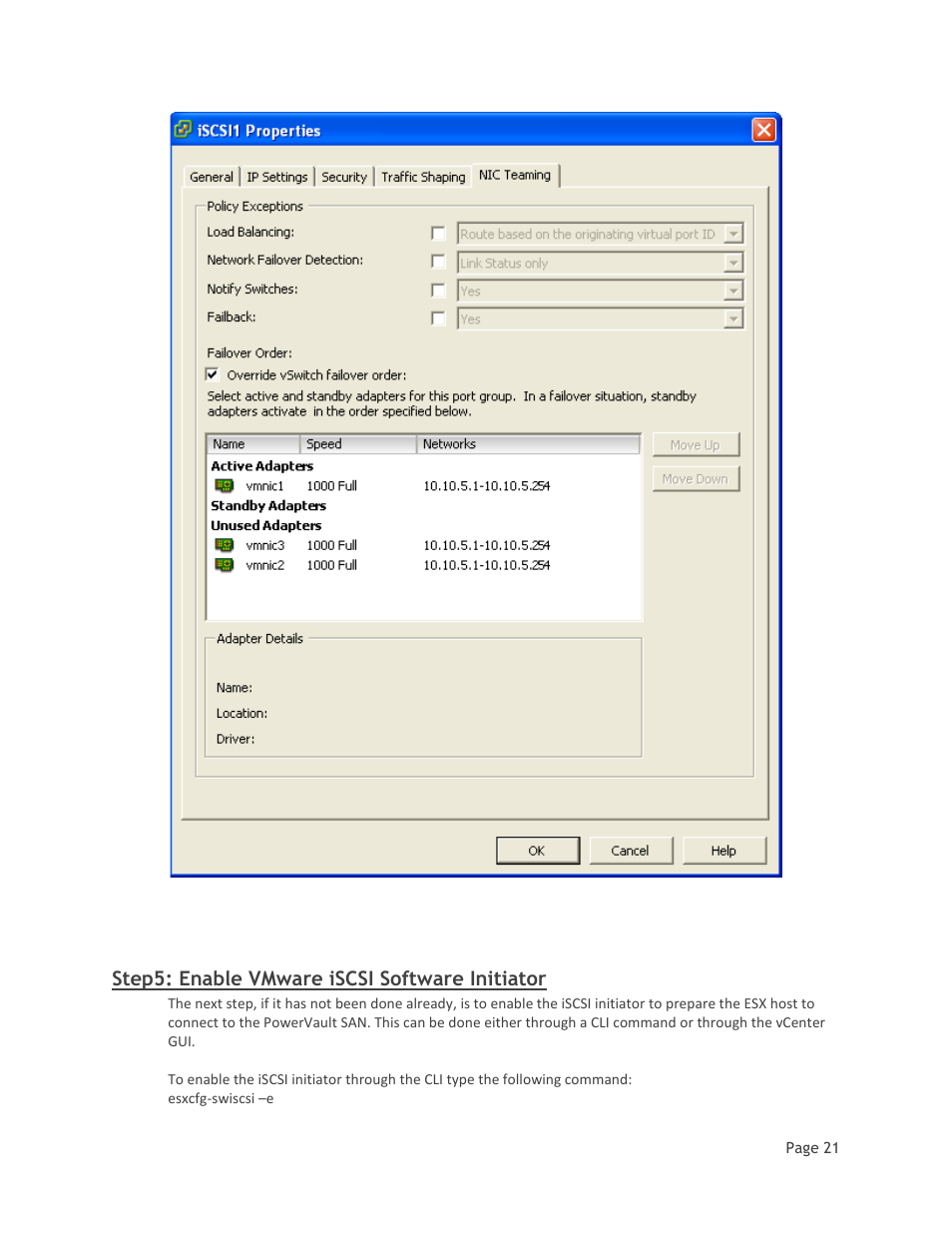 Step5: enable vmware iscsi software initiator | Dell MD32xxi User Manual | Page 23 / 41