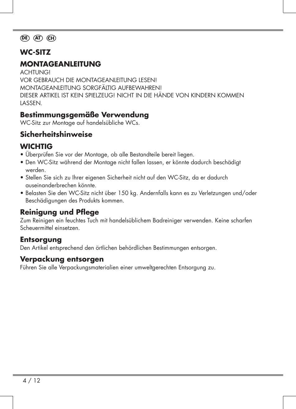 Miomare Toilet Seat User Manual | Page 4 / 12
