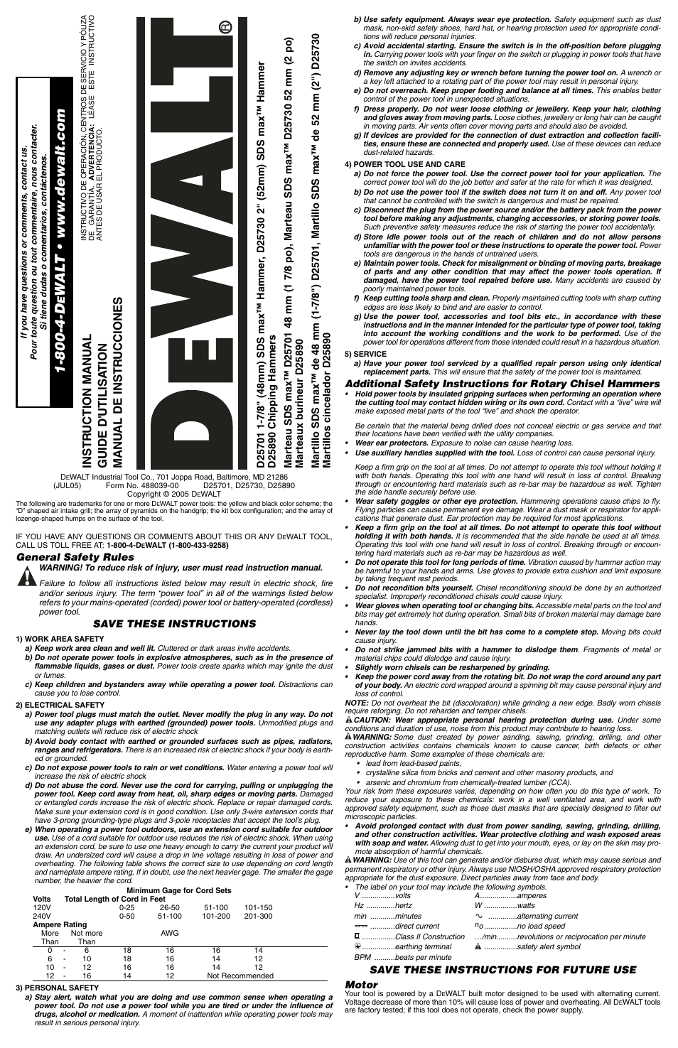DeWalt DS max 488039-00 User Manual | 7 pages