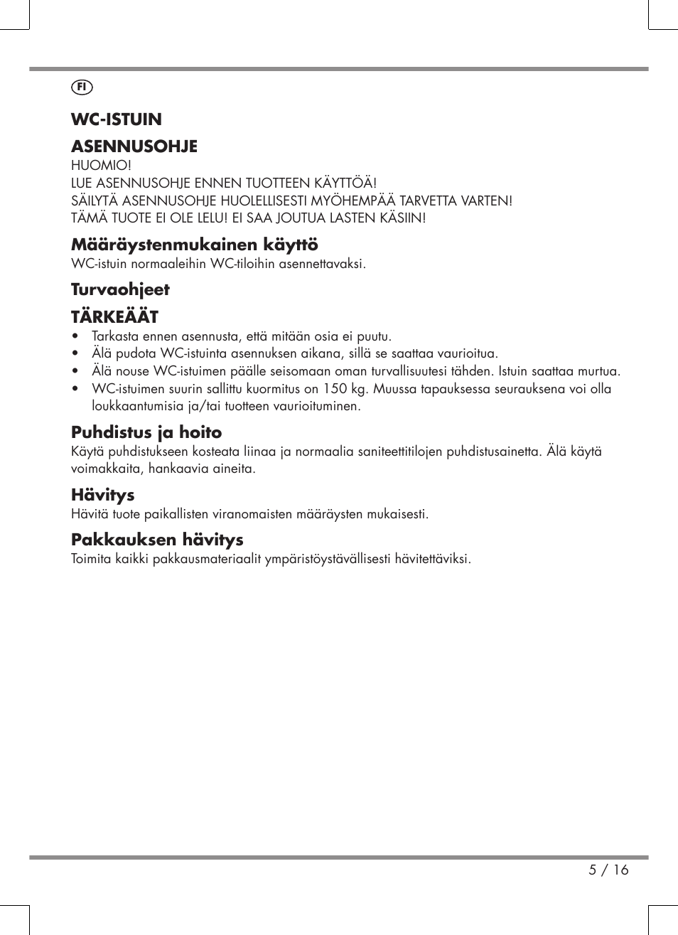 Miomare Toilet Seat User Manual | Page 5 / 16