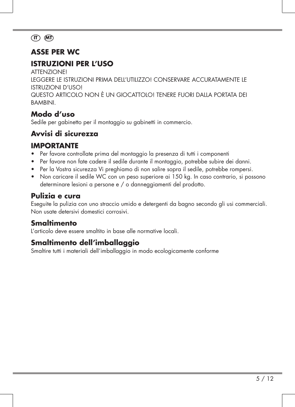 Miomare Toilet Seat User Manual | Page 5 / 12