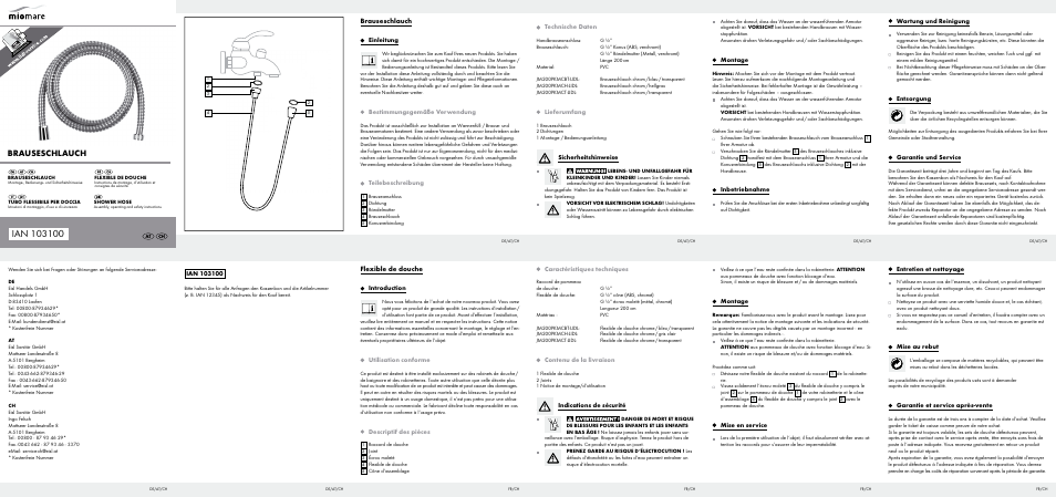 Miomare Shower Hose User Manual | 2 pages