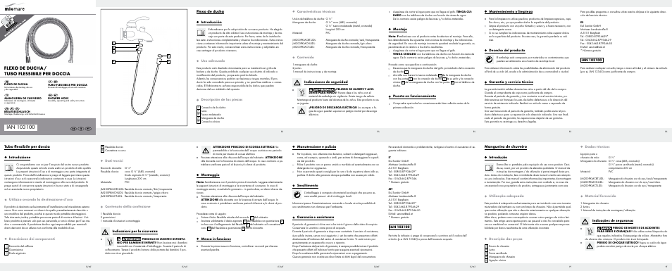 Miomare Shower Hose User Manual | 2 pages