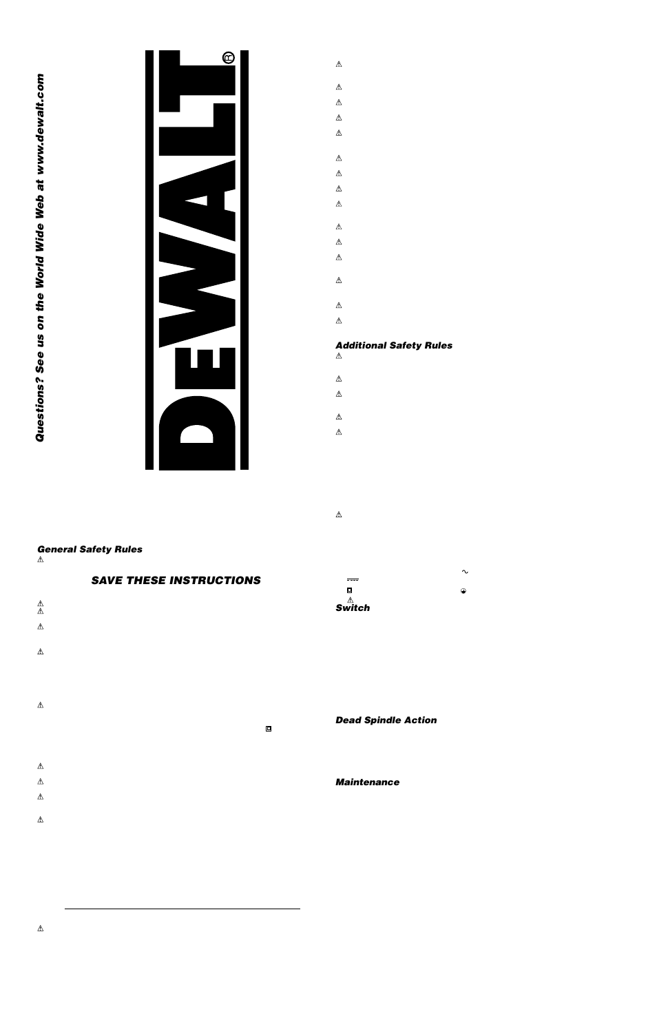 DeWalt DW275QD User Manual | 4 pages