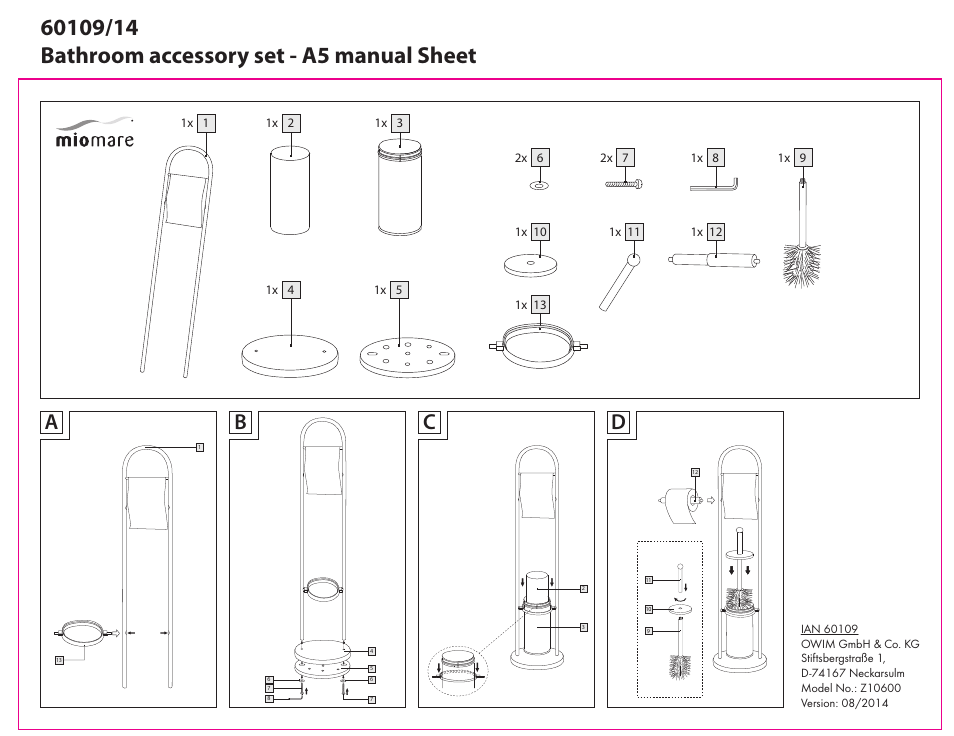 Miomare Z10600 User Manual | 1 page