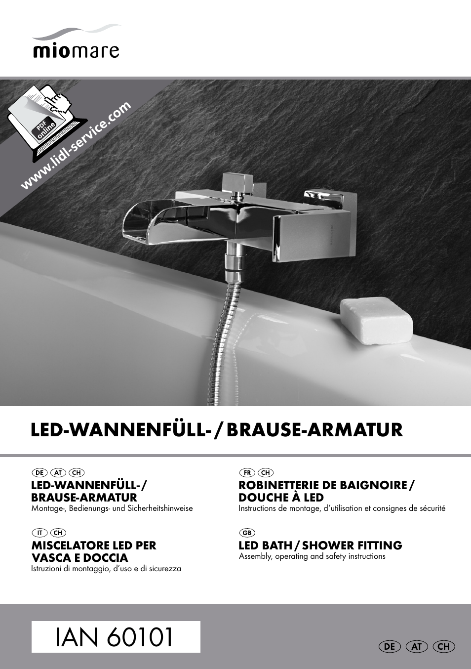 Miomare LED Washbasin Fitting / LED Bath/Shower Fitting User Manual | 37 pages