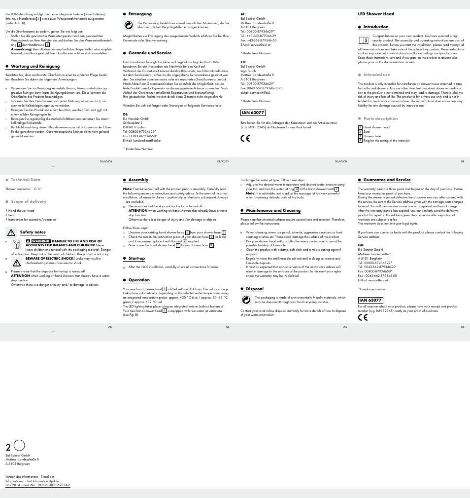 Miomare LED Shower Head User Manual | Page 2 / 2