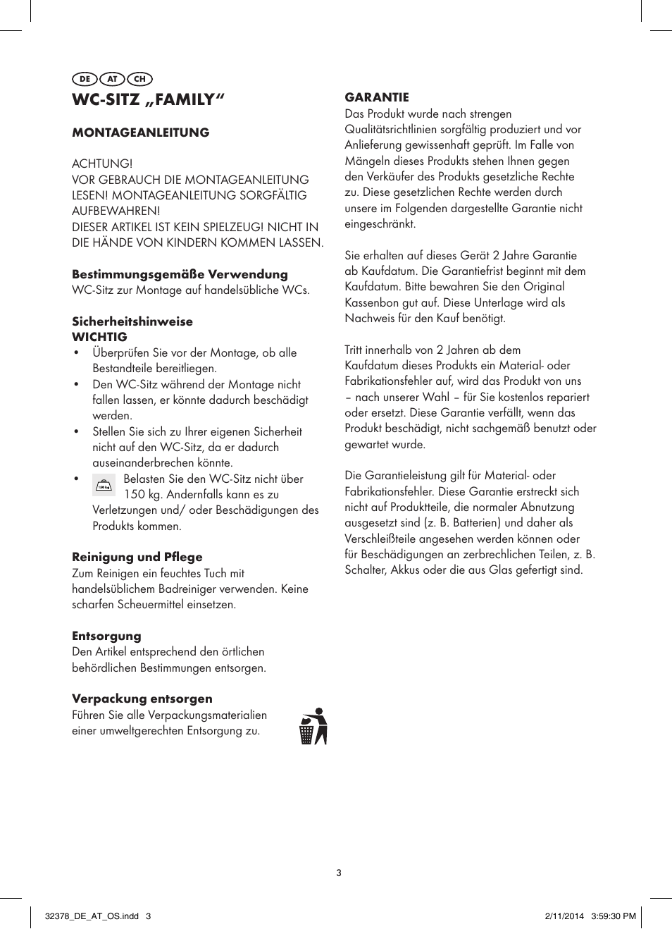 Wc-sitz „family | Miomare Z30832 User Manual | Page 3 / 7