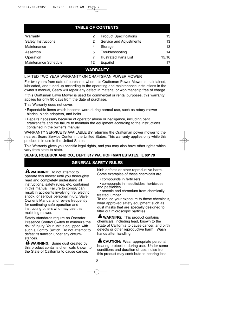 Craftsman 900.370510 User Manual | Page 2 / 33