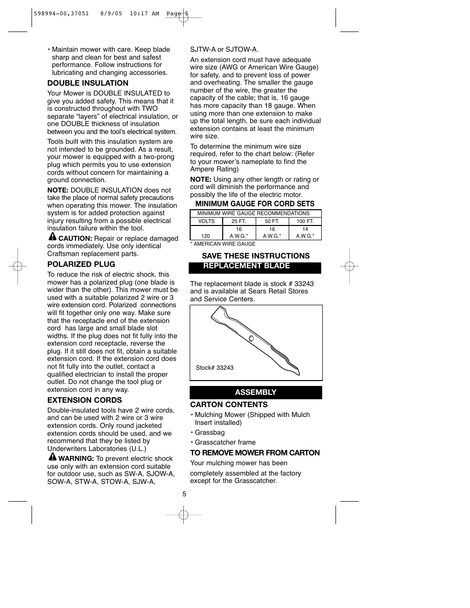 Craftsman 900.370510 User Manual | Page 5 / 33