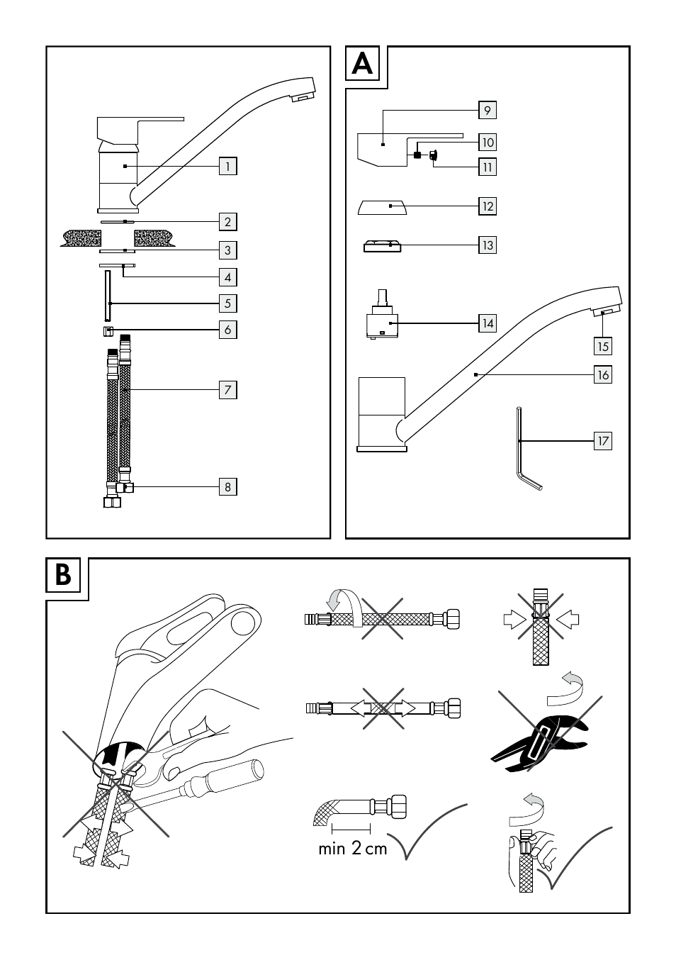 Min 2 cm | Miomare Sink Mixer Tap / Kitchen Mixer Tap User Manual | Page 3 / 25