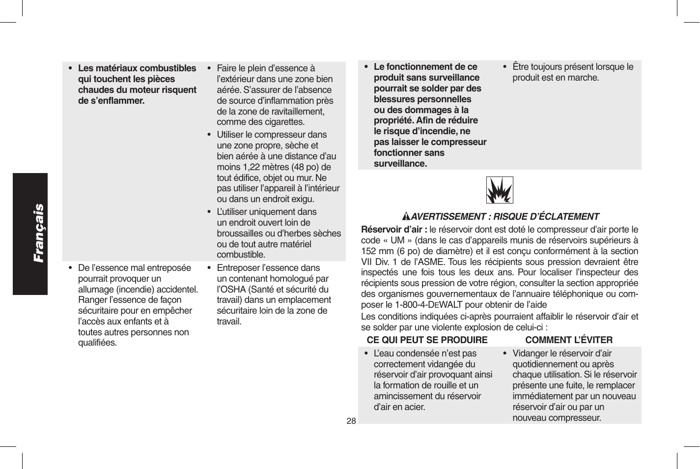 Français | DeWalt D55273 User Manual | Page 28 / 80