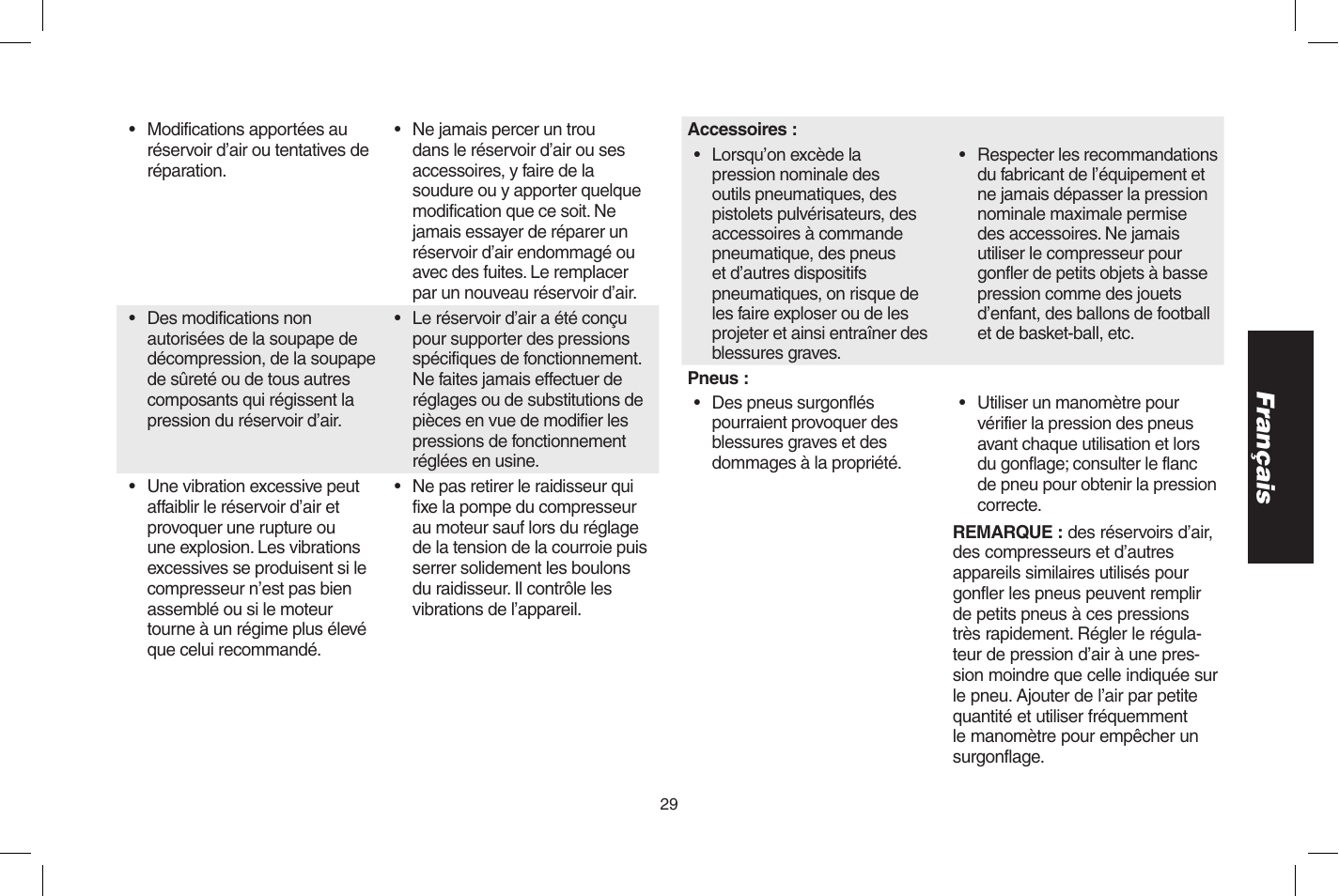 Français | DeWalt D55273 User Manual | Page 29 / 80