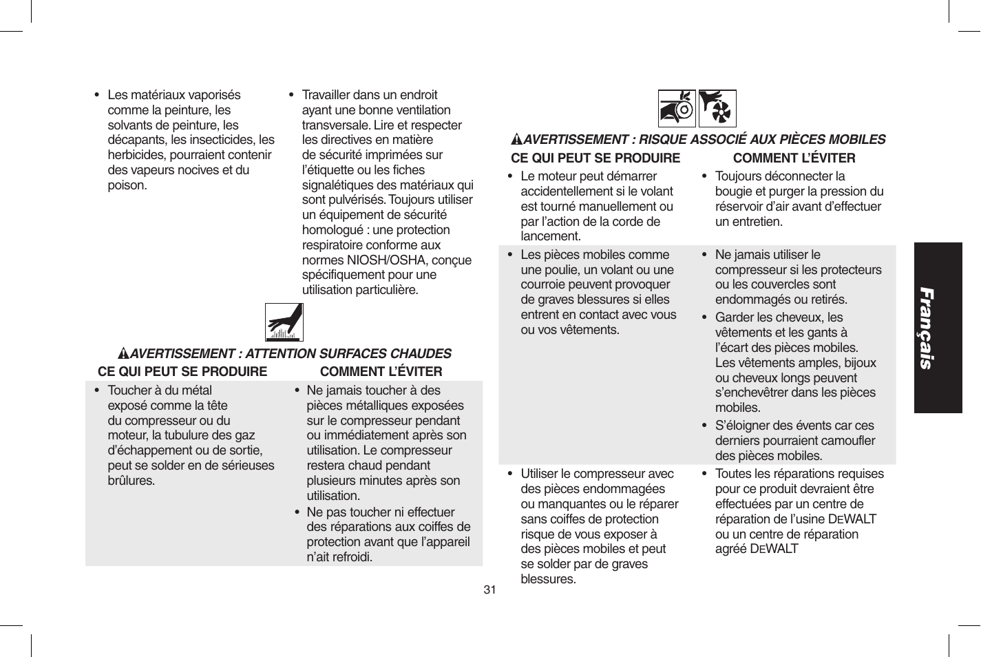 Français | DeWalt D55273 User Manual | Page 31 / 80