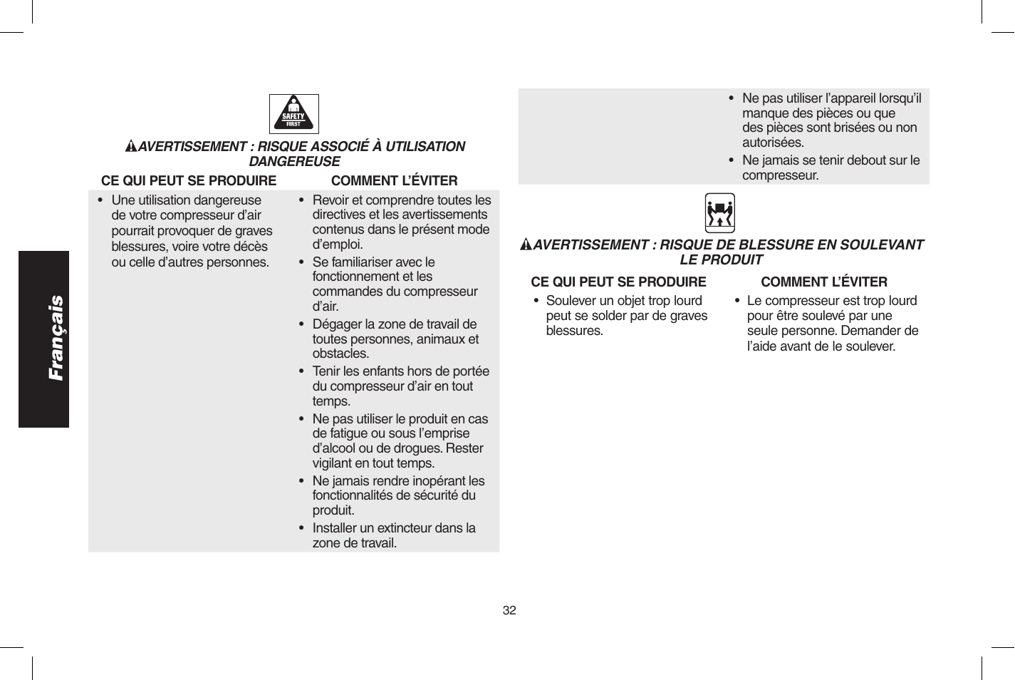 Français | DeWalt D55273 User Manual | Page 32 / 80