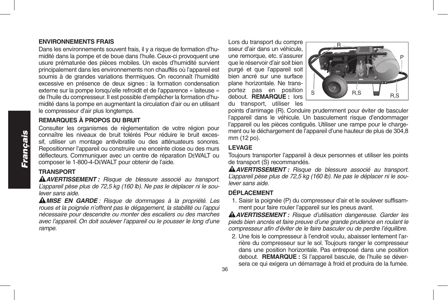 Français | DeWalt D55273 User Manual | Page 36 / 80