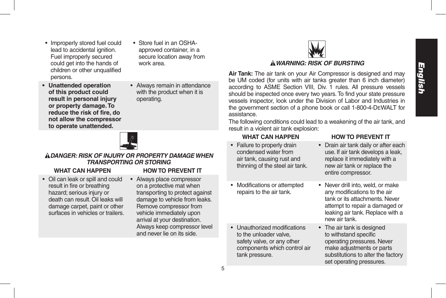 English | DeWalt D55273 User Manual | Page 5 / 80