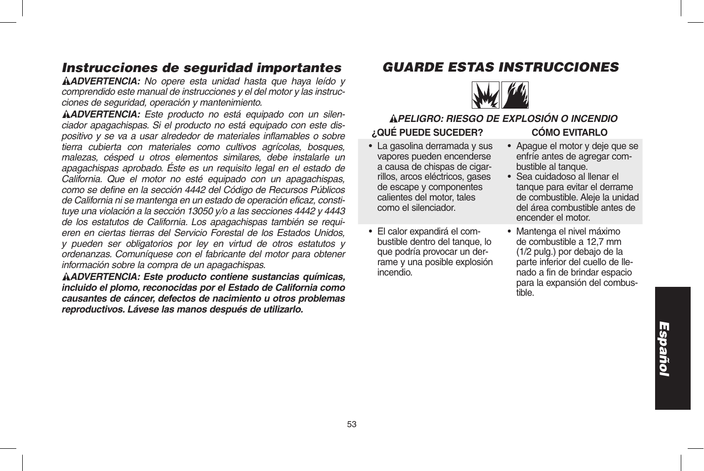 Español instrucciones de seguridad importantes, Guarde estas instrucciones | DeWalt D55273 User Manual | Page 53 / 80