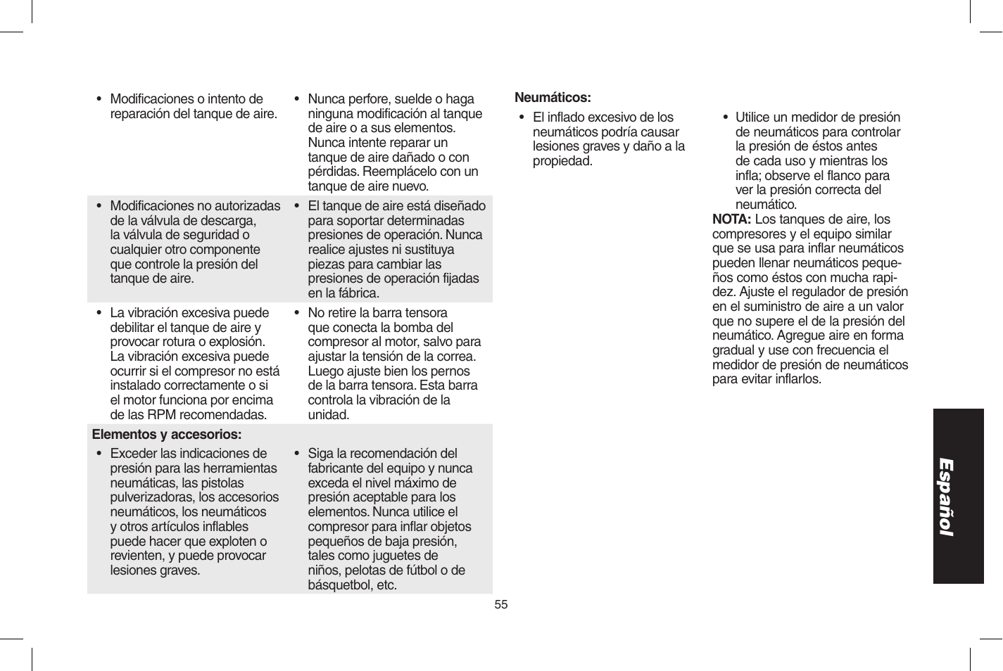Español | DeWalt D55273 User Manual | Page 55 / 80