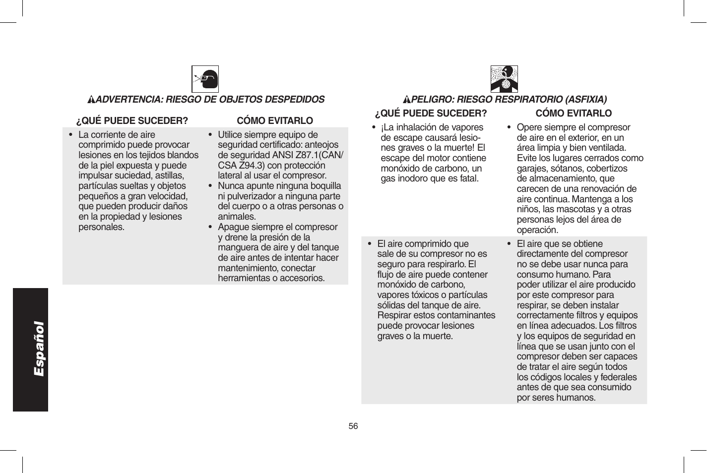 Español | DeWalt D55273 User Manual | Page 56 / 80