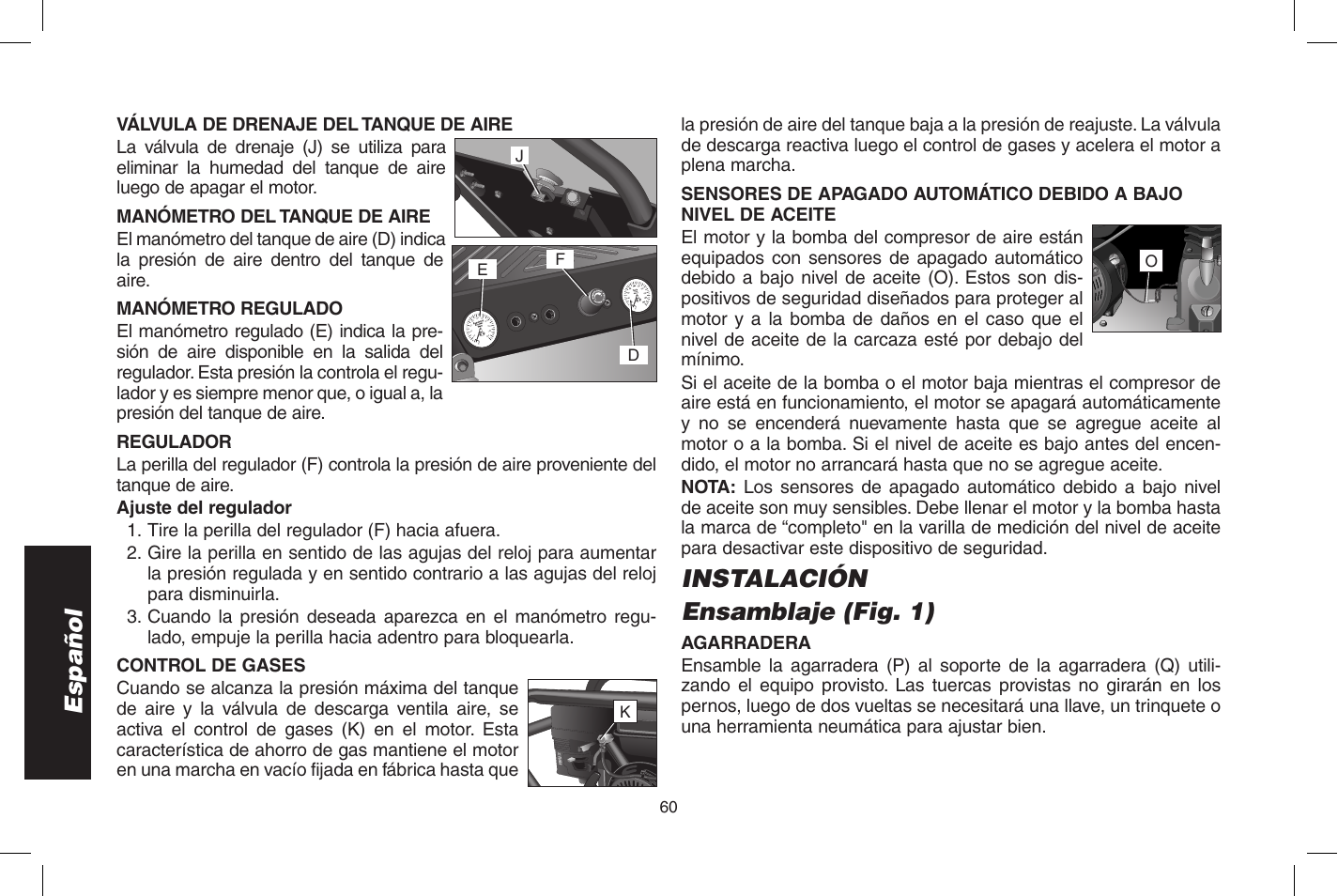 Español, Instalación ensamblaje (fig. 1) | DeWalt D55273 User Manual | Page 60 / 80