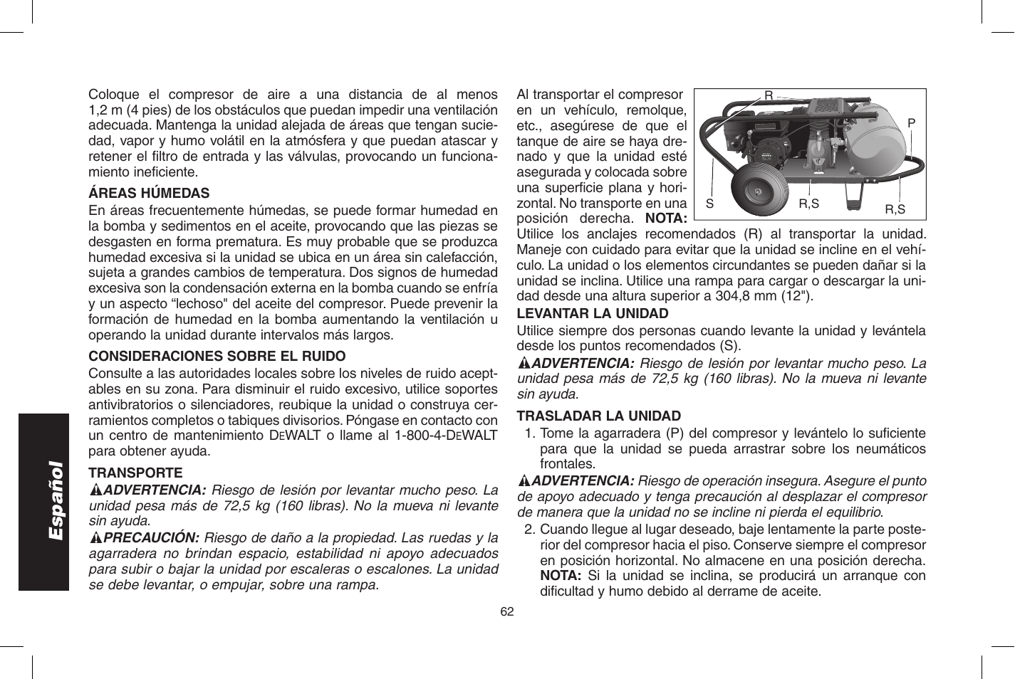 Español | DeWalt D55273 User Manual | Page 62 / 80