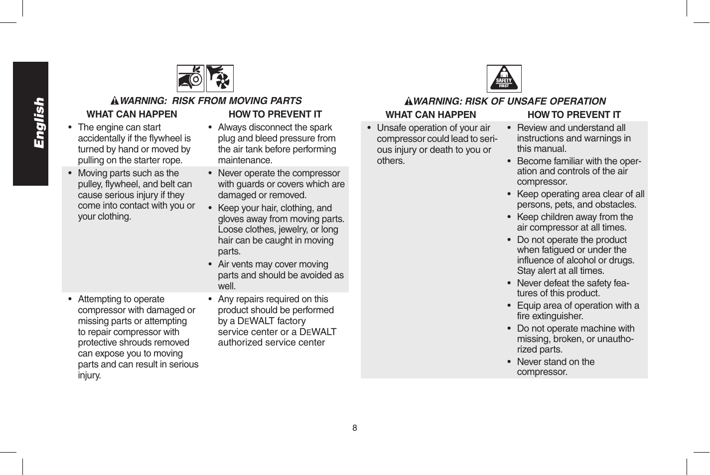 English | DeWalt D55273 User Manual | Page 8 / 80