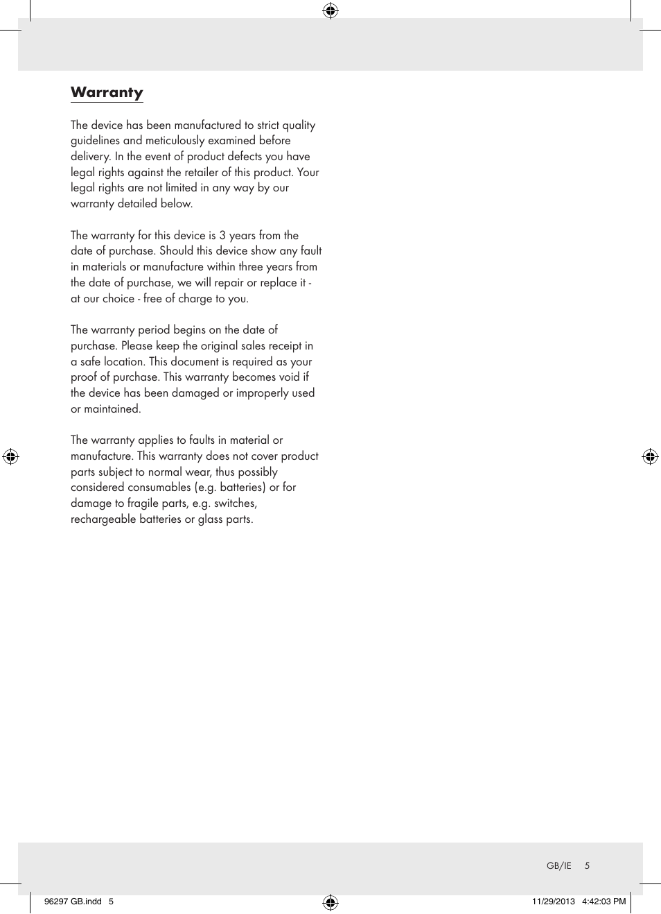 Warranty | Miomare Z31996GB User Manual | Page 6 / 10