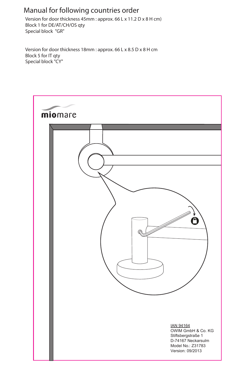 Miomare Z31783 User Manual | 1 page