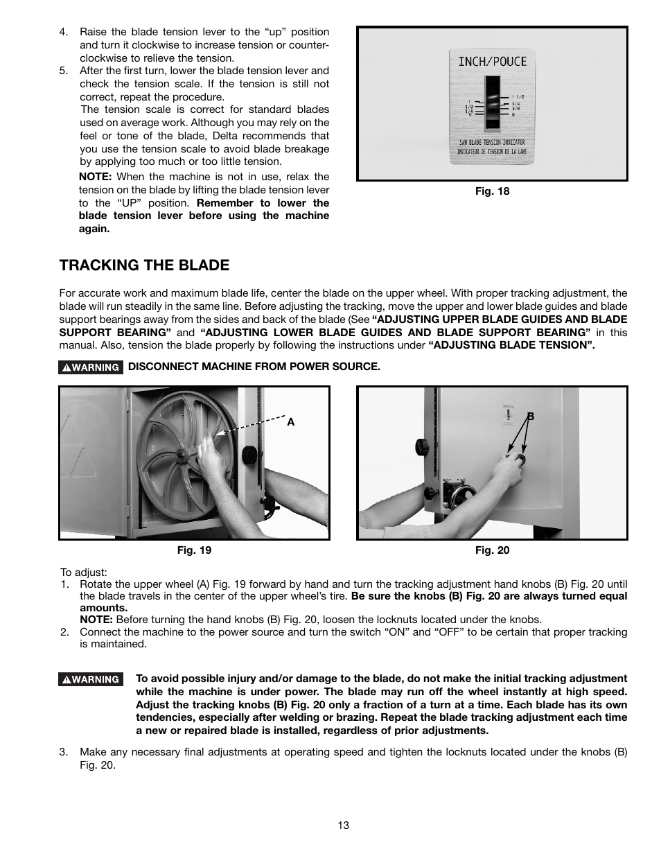 Tracking the blade | Delta 28-682 User Manual | Page 13 / 20