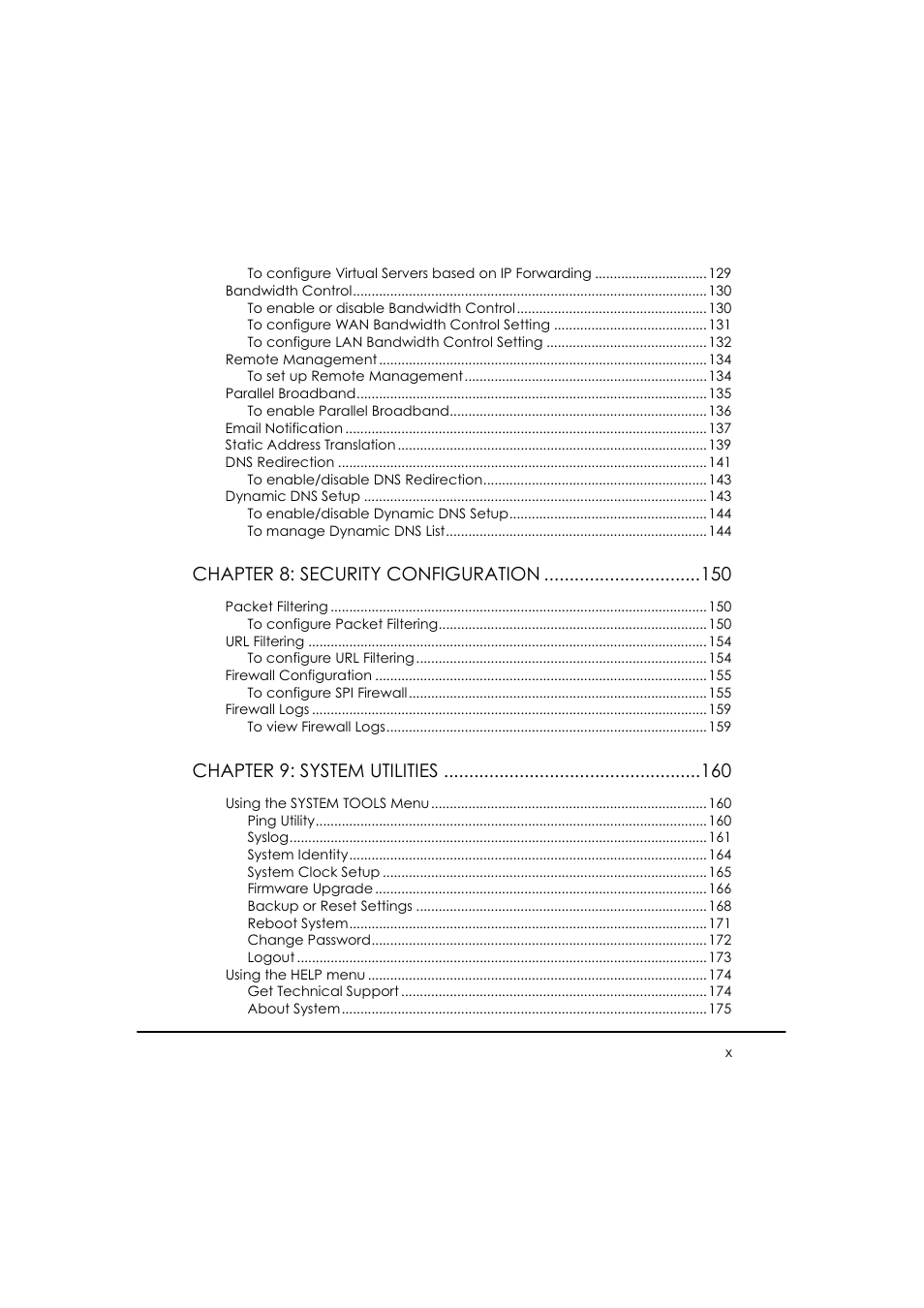 Chapter 8: security configuration, Chapter 9: system utilities | Compex WP54AG User Manual | Page 10 / 205