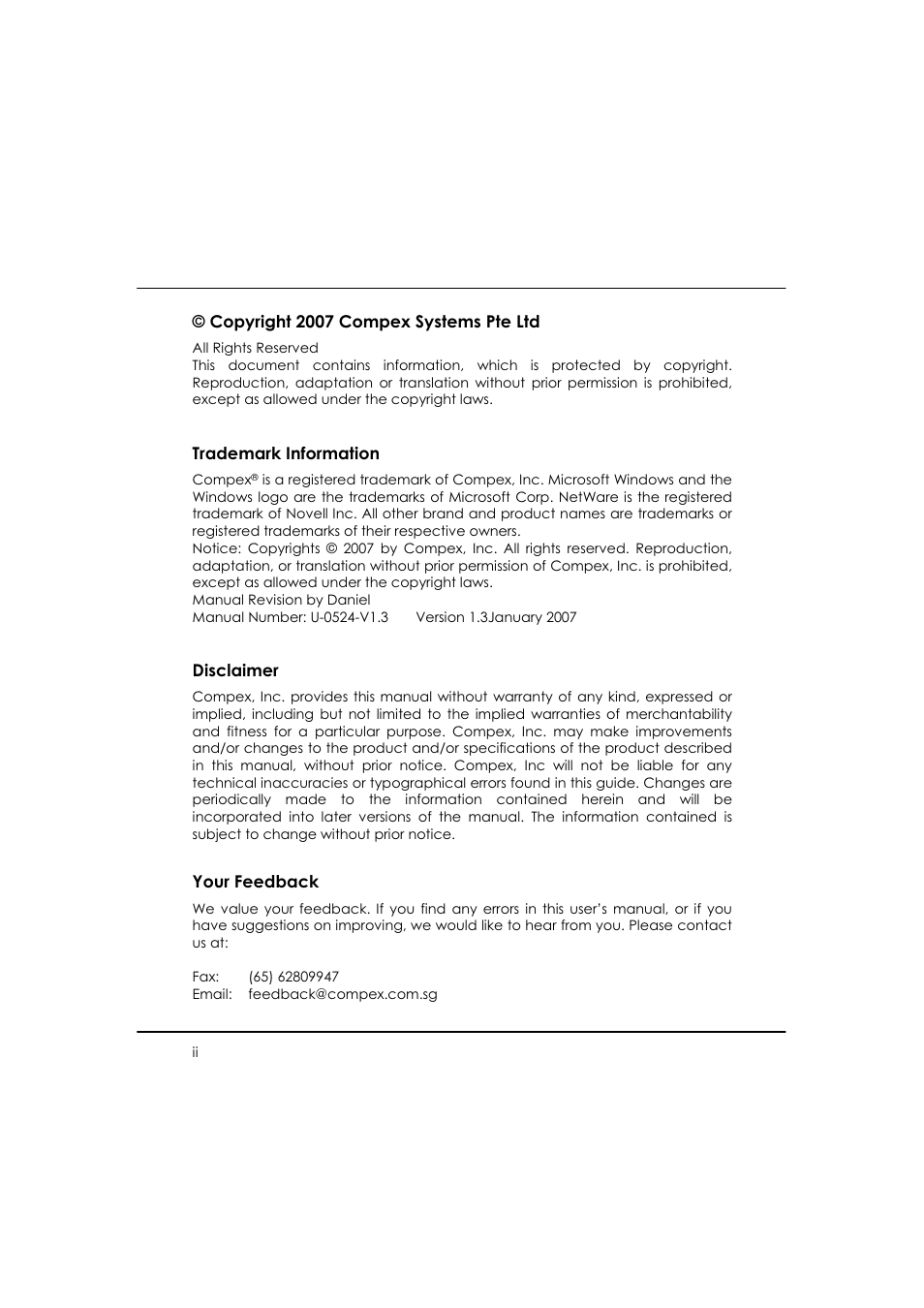 Compex WP54AG User Manual | Page 2 / 205