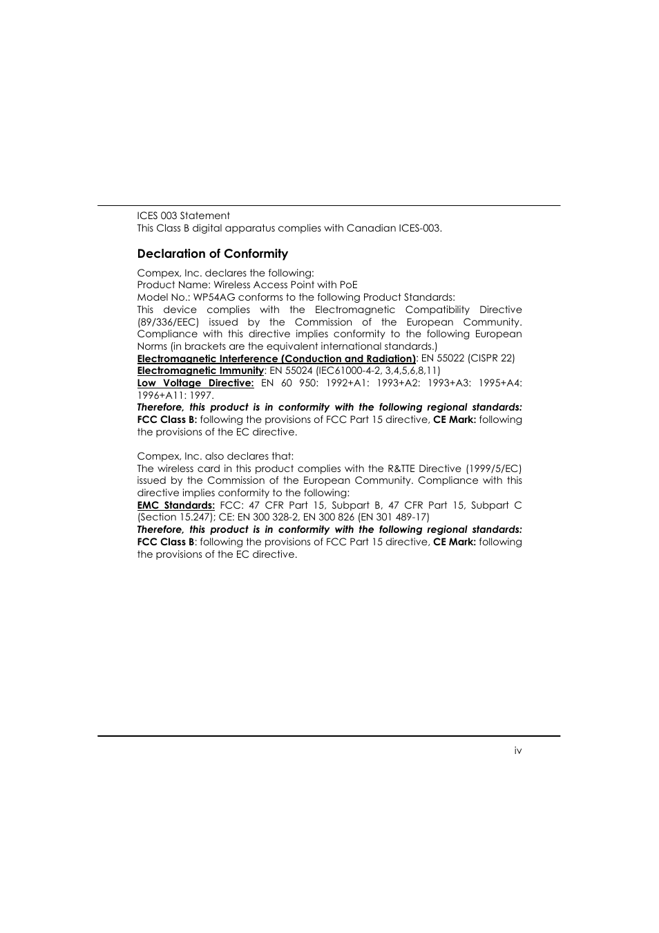 Compex WP54AG User Manual | Page 4 / 205
