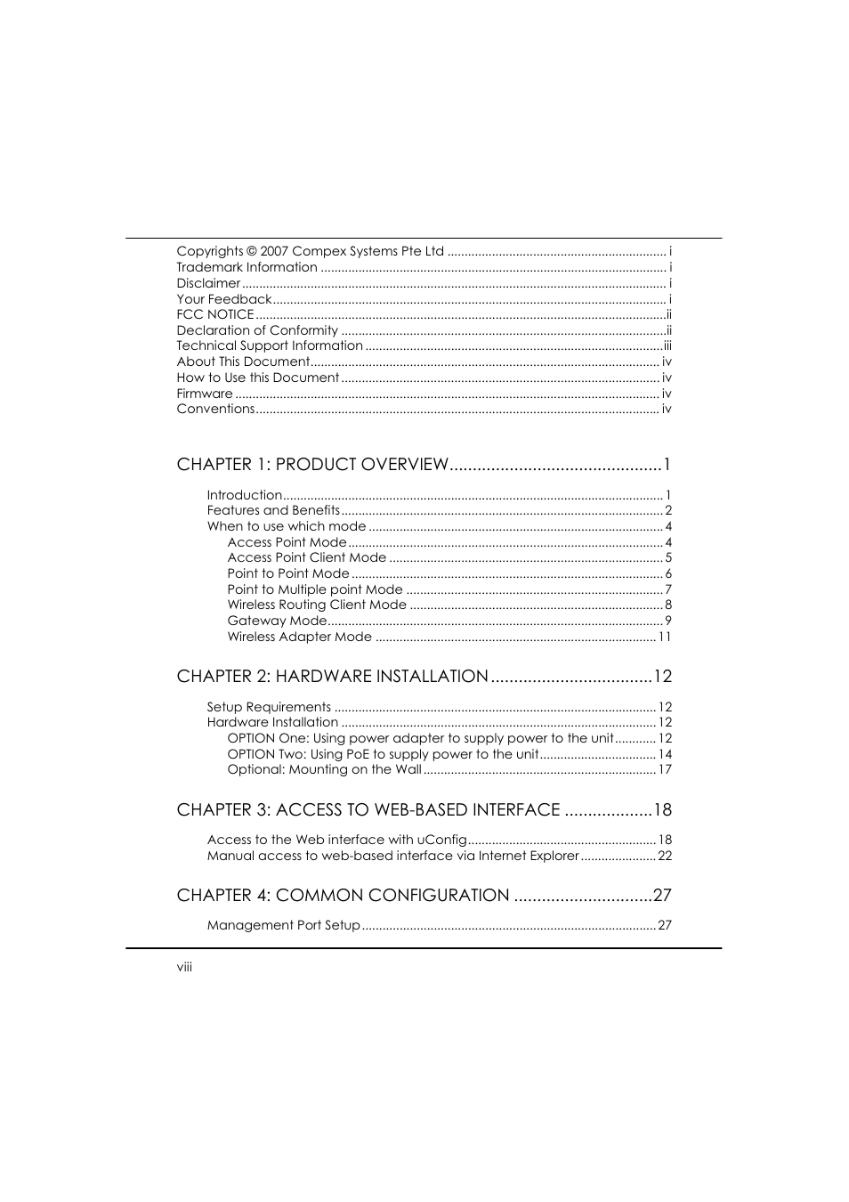 Compex WP54AG User Manual | Page 8 / 205