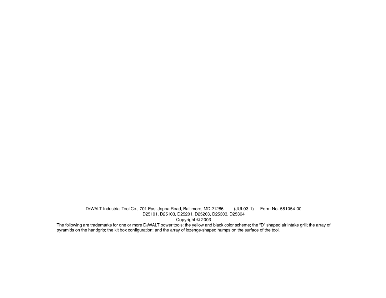 DeWalt D25304 User Manual | 27 pages