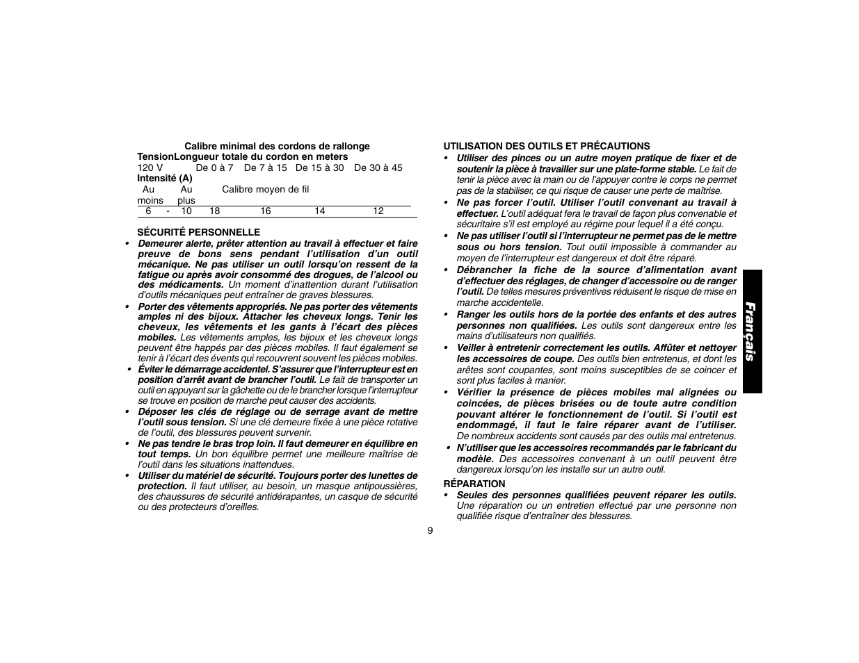 Français | DeWalt D25304 User Manual | Page 12 / 27
