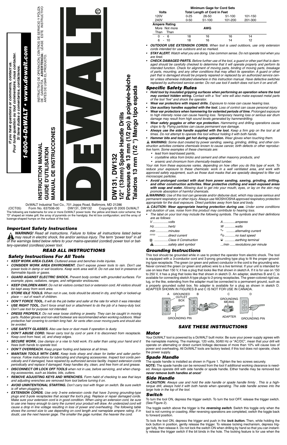 DeWalt DW131 User Manual | 5 pages