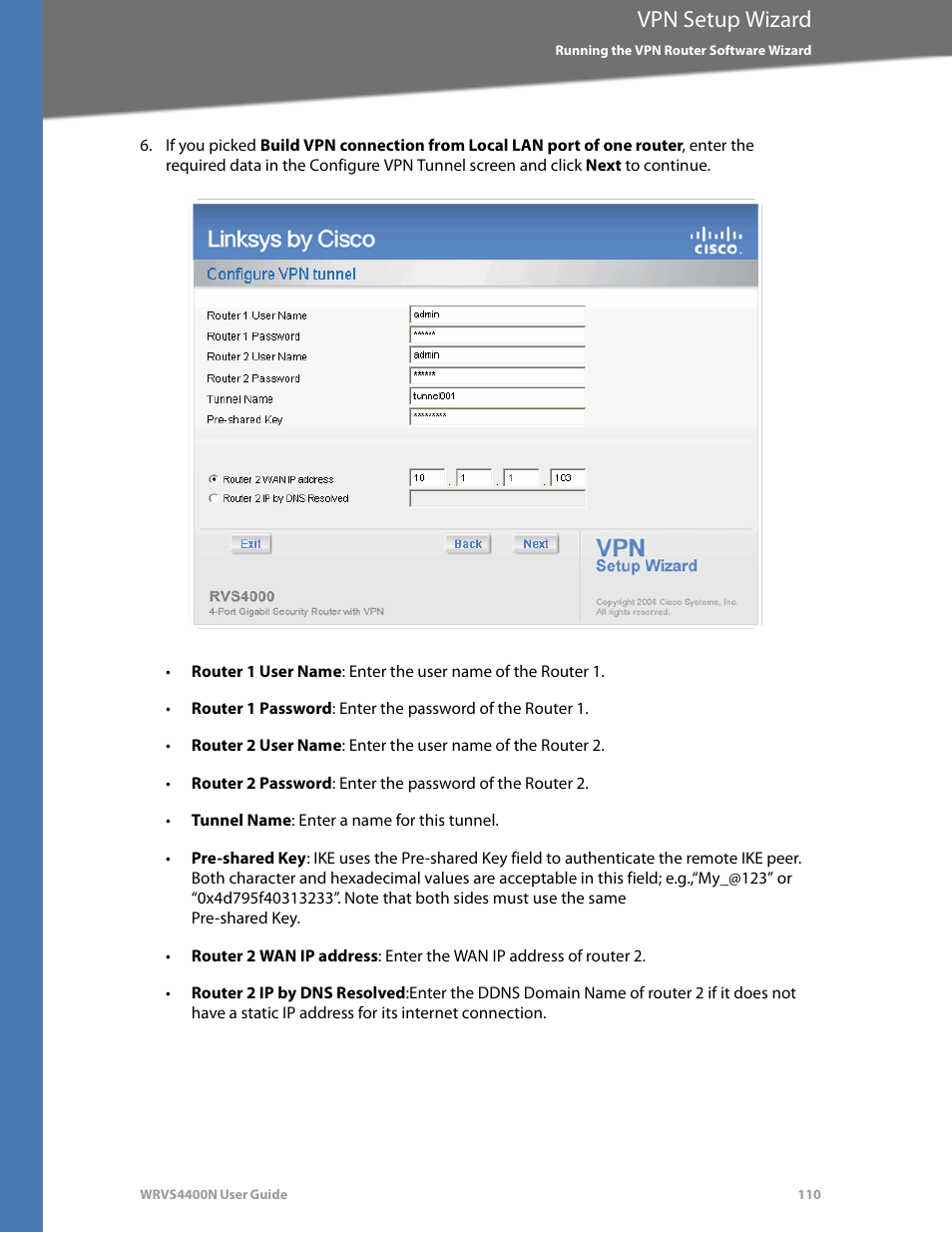 Vpn setup wizard | Linksys WRVS4400N User Manual | Page 116 / 180