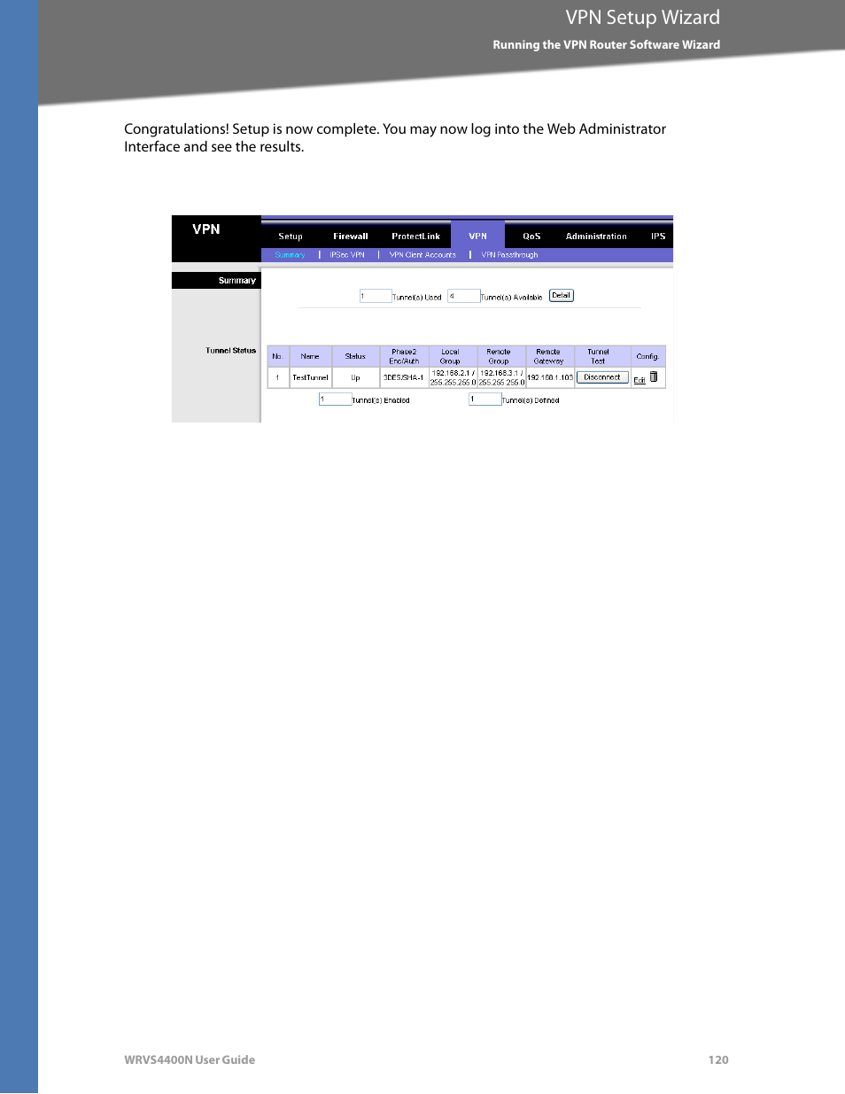 Vpn setup wizard | Linksys WRVS4400N User Manual | Page 126 / 180