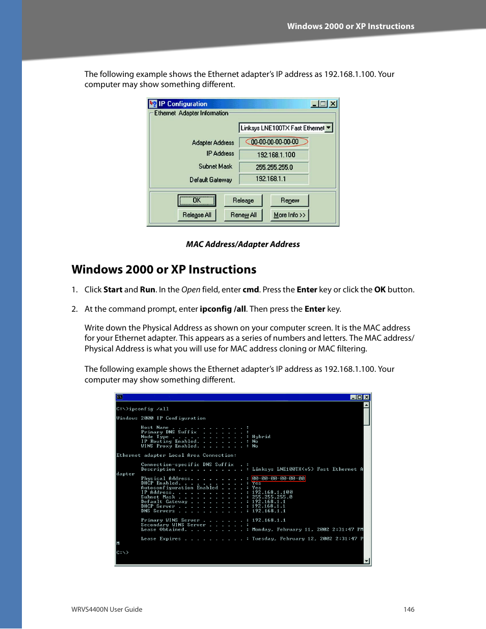 Windows 2000 or xp instructions | Linksys WRVS4400N User Manual | Page 152 / 180