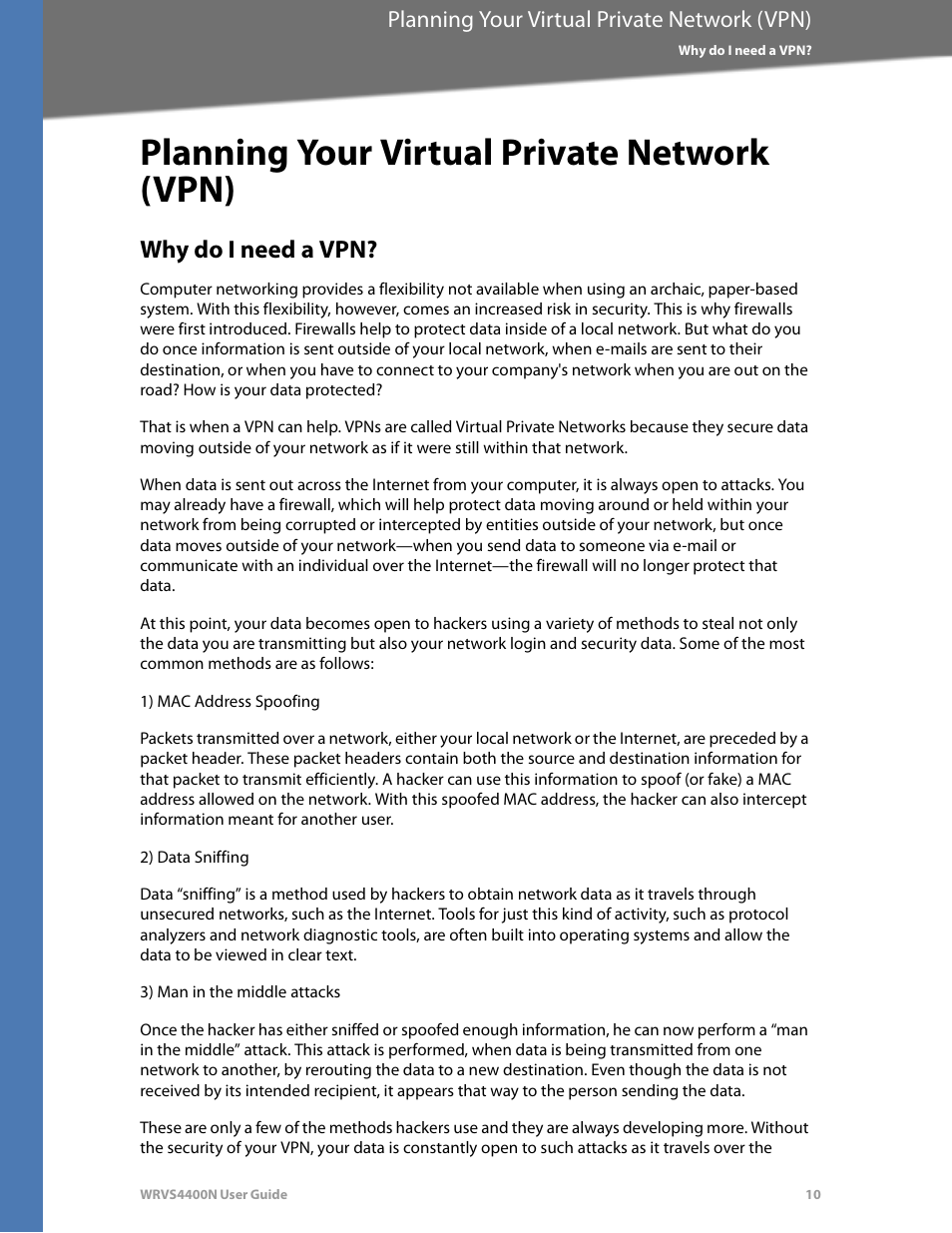 Planning your virtual private network (vpn), Why do i need a vpn | Linksys WRVS4400N User Manual | Page 16 / 180