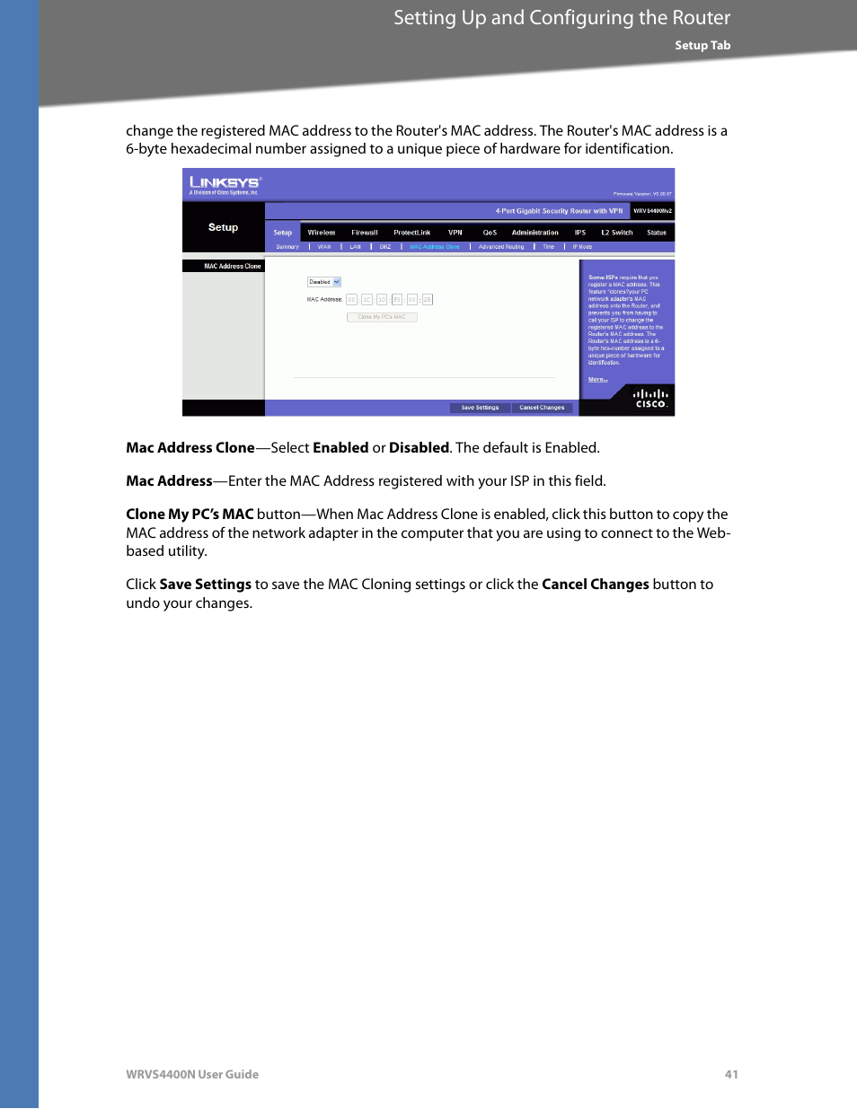 Setting up and configuring the router | Linksys WRVS4400N User Manual | Page 47 / 180