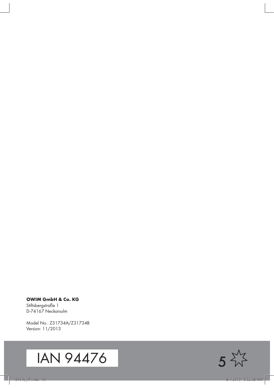 Ordex Z31734A/Z31734B User Manual | Page 10 / 10