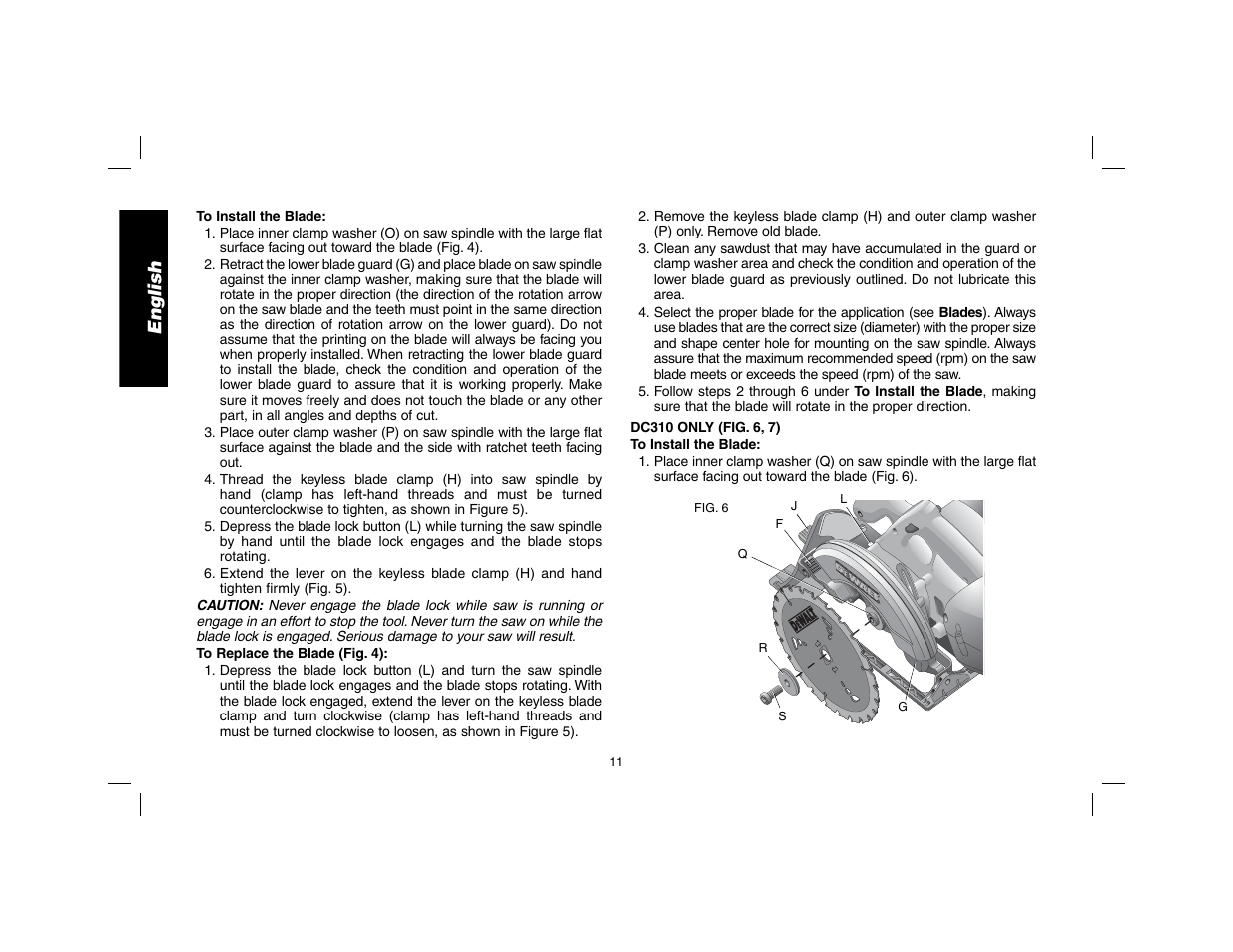 English | DeWalt DW9116 User Manual | Page 12 / 64