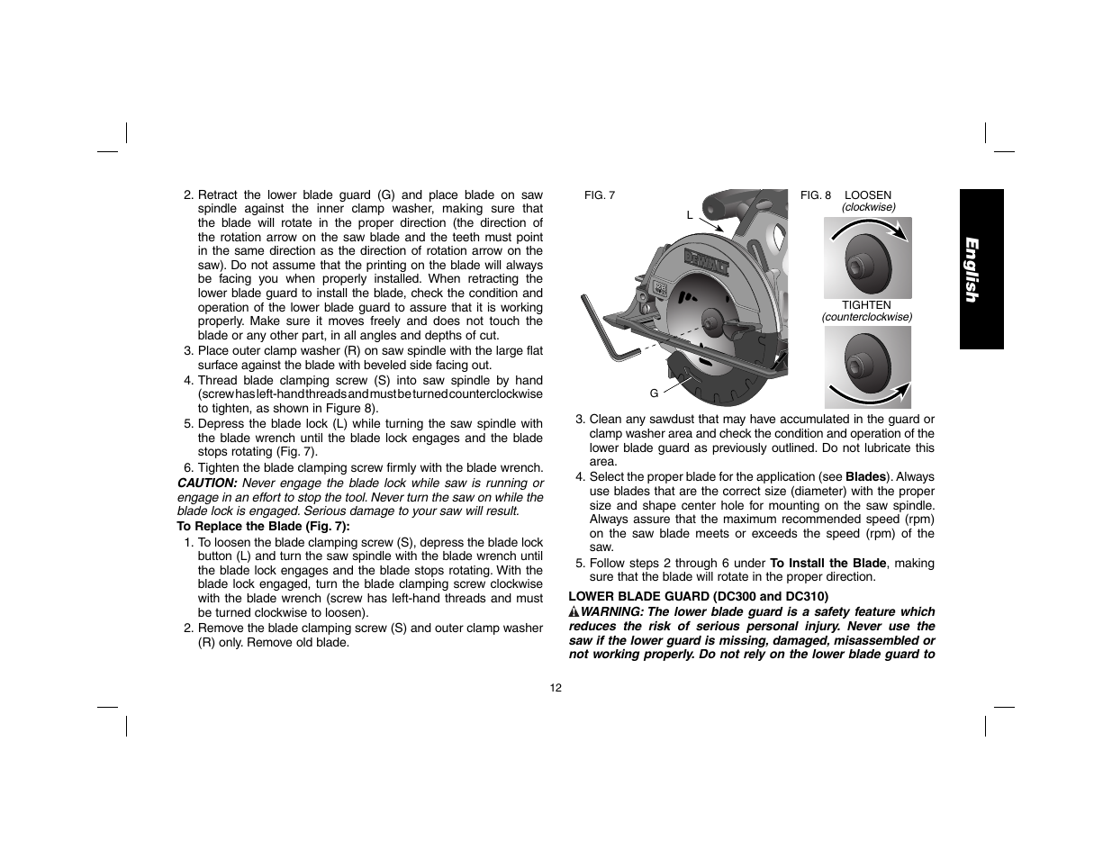 English | DeWalt DW9116 User Manual | Page 13 / 64