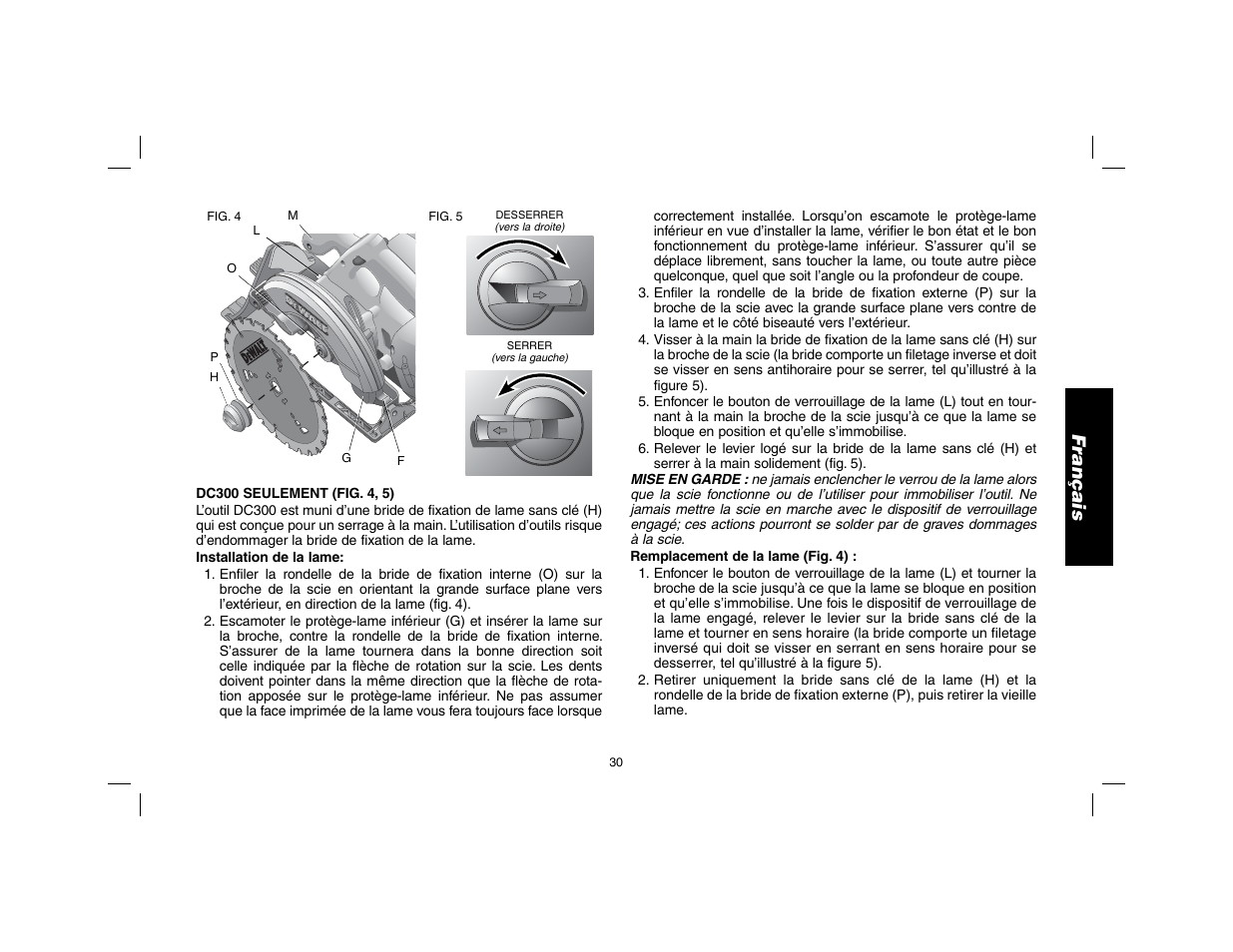 Français | DeWalt DW9116 User Manual | Page 31 / 64
