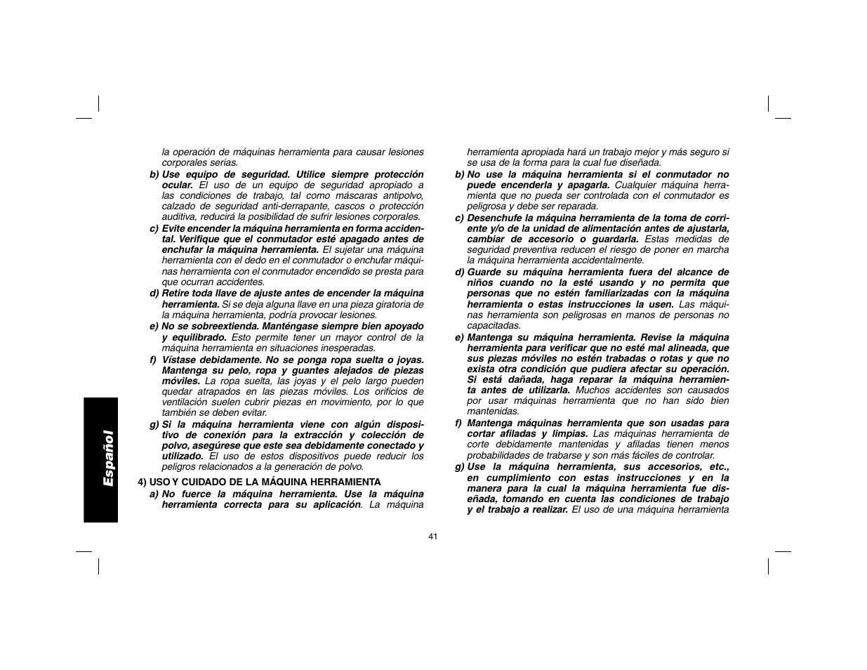 Español | DeWalt DW9116 User Manual | Page 42 / 64